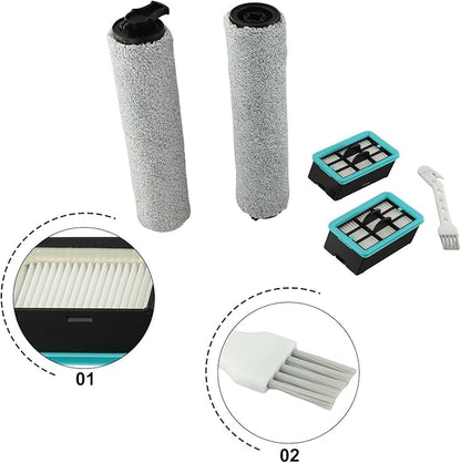 Replacement Vacuum Brush Roller Filter Set Compatible with for Bissell for CrossWave 3831 HF2 3845 3847 3848 Floor Scrubber Multi-Surface Wet Dry Vacuum Cleaner Parts Accessories with Cleaning Tool