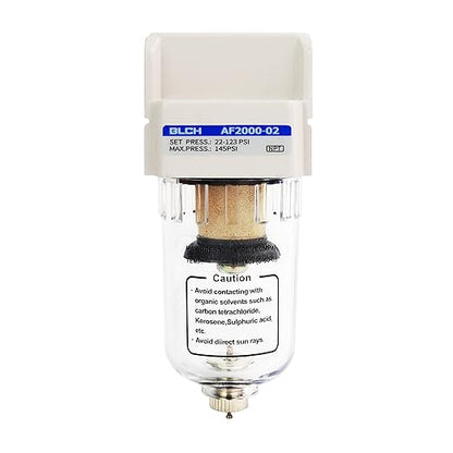 BLCH 1/4" NPT Air Line Dryer - Air Dryer for Compressor,Compressed Air Dryer Air Drying System AF2000-02Z Manual Drain Poly Bowl 0-160 PSI 5μm