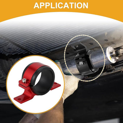 1pcs 58mm Universal Fuel Filter Mounting Bracket - Car Fuel Pump Clamp Holder - Aluminum Alloy Red