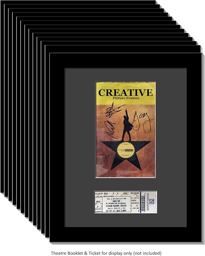 Creative Picture Frames 12Pk11X14-B Black Theatre Frame With Black Matting, Holds 5.5X8.5-Inch Media Plus Ticket Including Installed Wall Hanger (Theatre Bill Not Included, Pack Of 12)