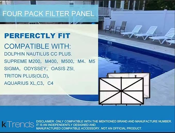 4 Pack Ultra Fine Cartridge Filter Replacement for Dolphin Nautilus CC Plus, M200 / M400 / M500 Robotic Pool Cleaner Parts, Replaces Part # 9991432-R4