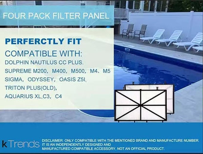 4 Pack Ultra Fine Cartridge Filter Replacement for Dolphin Nautilus CC Plus, M200 / M400 / M500 Robotic Pool Cleaner Parts, Replaces Part # 9991432-R4