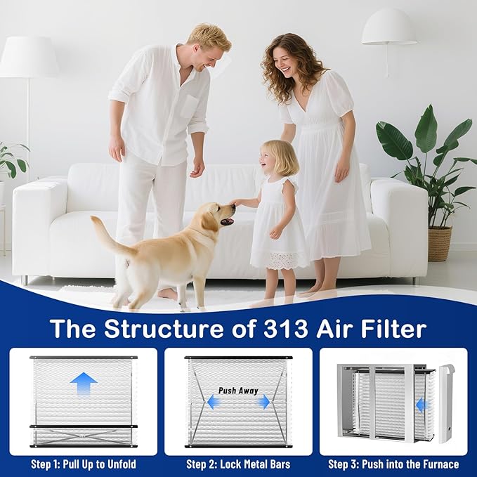 2-Pack 313 Replacement Filter Compatible with AprilAire 1310, 2310, 3310, 4300 Whole House Air Purifier, 20x20x4 Inches MERV 13 Furnace Air Filter