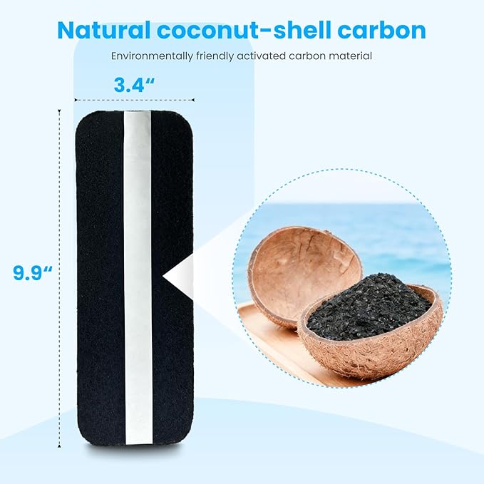 20pcs Coconut Carbon Ceiling Fan Filters for Blades, Easy-Stick Strong Fixity Activated Filter Pad for Ceiling Fan, Universal Fit Carbon Fan Blade Filters for Cleaner Air, Black