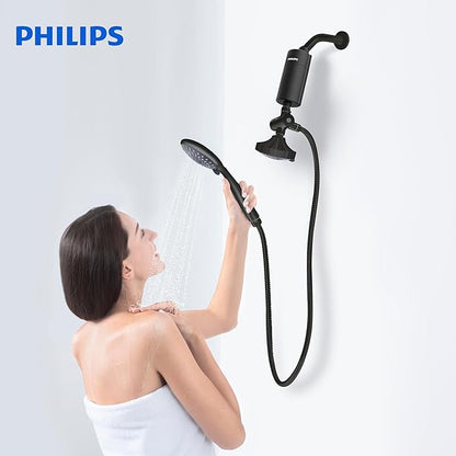 PHILIPS Shower Filter AWP1775BK/37, Water Softener for Hard Water, Shower Filtration with Double Mesh, Reducing Chlorine/Impurities/Rust Sediments for Handheld Showerhead, NSF Certified, Black
