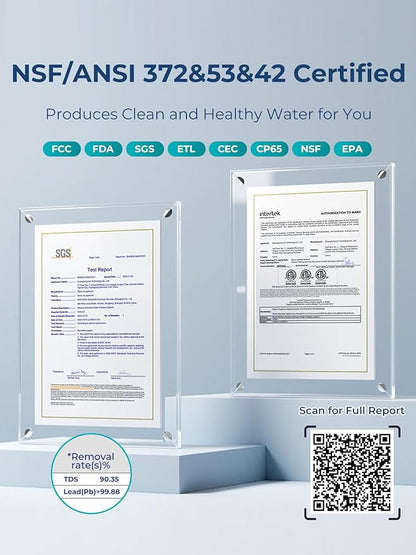VIOMI® PFAS Reduction Reverse Osmosis System, NSF/ANSI 372&53&42 Certified, 9 Stage & 48 Months Filter, Tankless RO Water Filtration System Under Sink, 800G, Smart LED Reminder, Incl. 1 Extra Filter