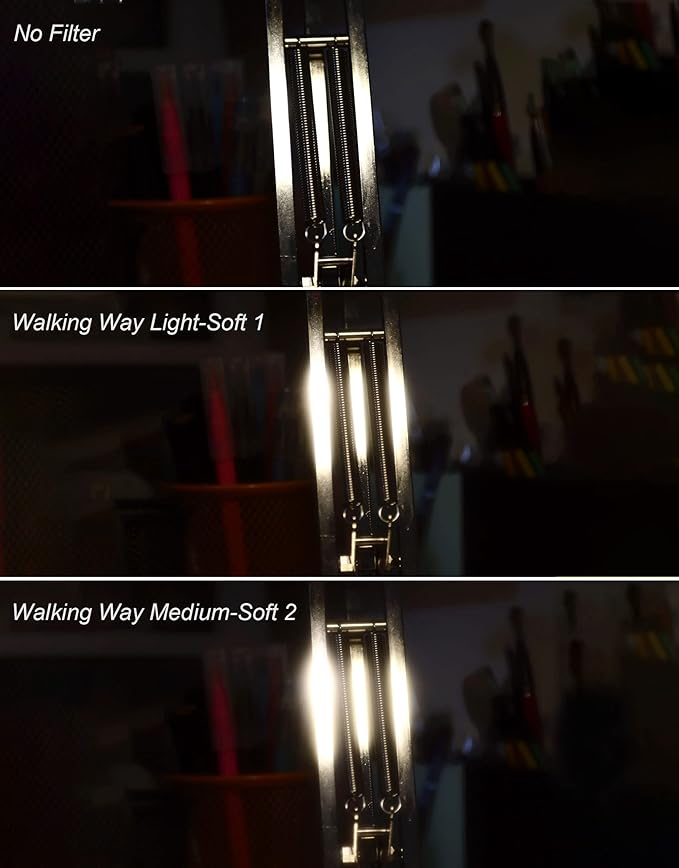 WalkingWay White Mist 67MM Soft Focus Filter Set - Dreamy Fog Effect for Video/Vlog/Portrait Photography - 2pcs (Soft 1 and 2)
