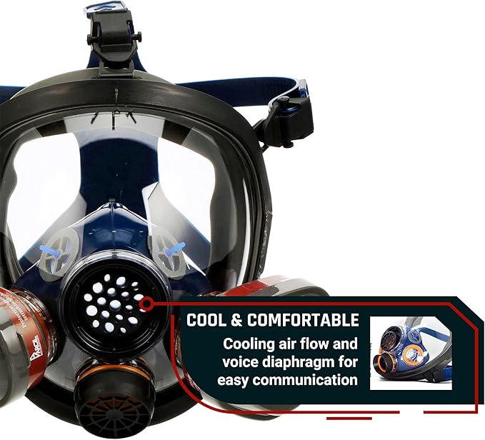 Parcil Distribution Full Face Respirator Mask with Filters – Durable Full Face Respirator Mask, Bayonet Filter Compatible