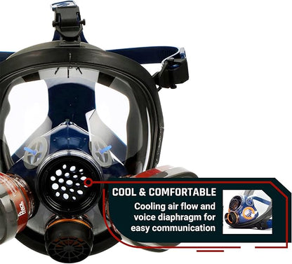 Parcil Distribution Full Face Respirator Mask with Filters – Durable Full Face Respirator Mask, Bayonet Filter Compatible