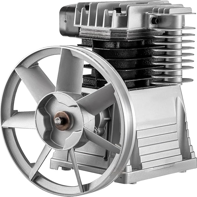 3HP Air Compressor Pump Head with Suction Valve and Cooling Fan Piston Cylinder Assembly for High Output Garage or Industrial Use