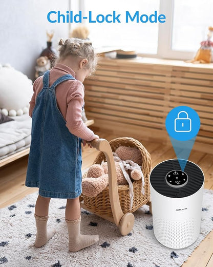 2 Pack Air Purifiers for Home Bedroom, ADTARK Air Cleaner with H14 True HEPA 3-in-1 Filter, Sleep Mode & Aroma Function, 3 Light Modes, Room Air Purifier with 3 Timer for Office, Dorm, Hotel (White)