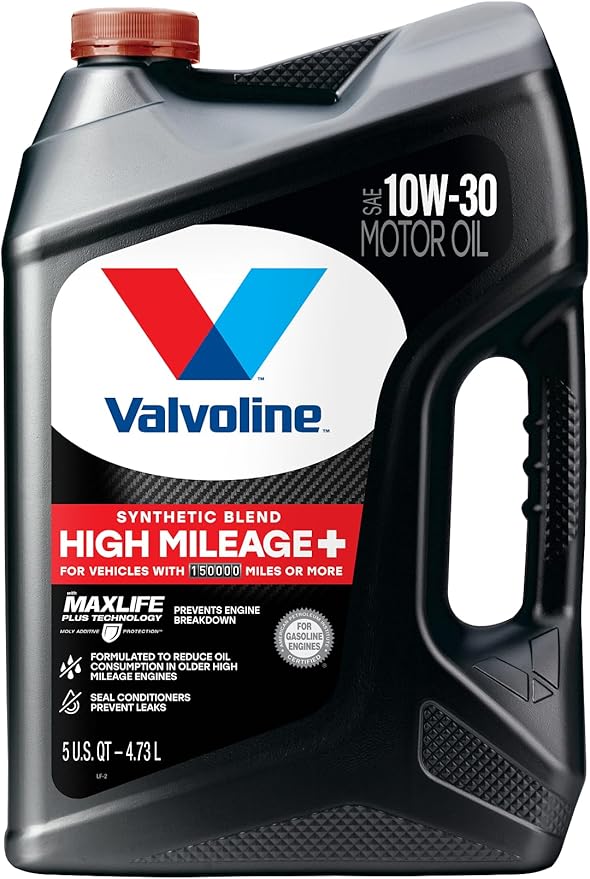 Valvoline High Mileage 150K with Maxlife Plus Technology Motor Oil SAE 10W-30 5 QT, Case of 3