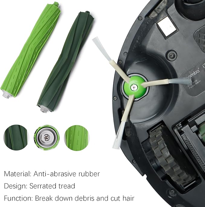 26 Replacement Parts for iRobot Roomba i7 i7+ i3 i3+ i4 i4+ i5 i5+ i6 i6+ i8 i8+ E5 E6 E7 Robot Vacuum Accessories, 2 Rubber Roller 8 Filters 8 Side Brushes 8 Vacuum Bags（NOT Fit the Combo J7+）