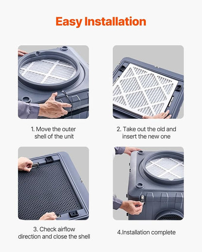 VEVOR HEPA Air Filter 16x19 inch, 3-Stage High-Efficiency Replacement Filter for Air Scrubbers & Purifiers, Compatible with BlueDri & VEVOR, Ideal for Water Damage Restoration, Air Purifiers