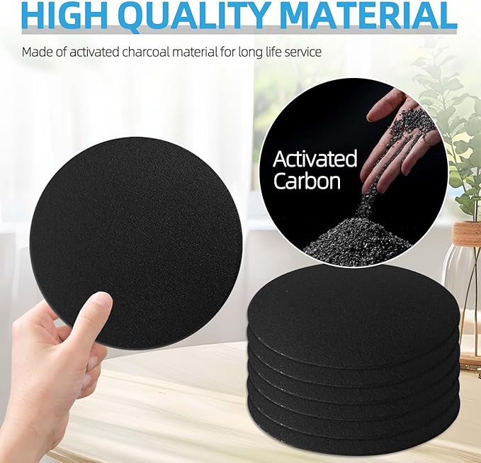 6 Pack Compost Filters for Countertop Bin, 6.7 Inch Charcoal Filters for Compost Bucket Bin, Home Kitchen Compost Bin Pail Filter Relpacement Refill Set