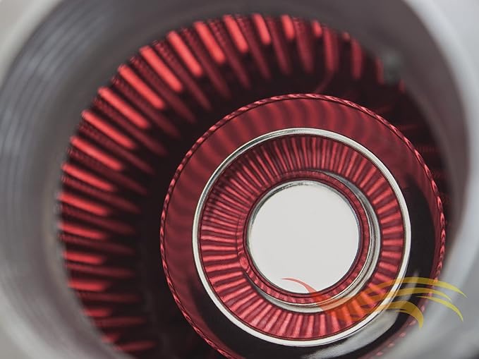 RED 3.5" 89 mm Inlet Cold Air INTAKE Cone Replacement Performance Washable Clamp-On Dry Air Filter