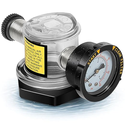 273564Z Manual Air Relief Valve with Pressure Gauge Compatible with Pentair Triton C, TR100C, TR140C, Triton II Sand Filters –For Clean & Clear,Warrior,EasyClean,SMBW 4000 Pool & Spa DE Filter Systems