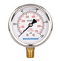 MEASUREMAN Lead-Free Pressure Gauge, 2-1/2inch Dial, Glycerin Filled, 0-100psi/kpa, Stainless Steel Case, 1/4inchNPT Lower Mount
