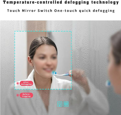 JSLJDM 500 X800 mm Illuminated Backlit LED Bathroom Mirror, Wall Mounted Multifunction Bathroom Vanity Mirror with Lights and Demister Pad, Energy-Saving Illuminated Smart Mirror