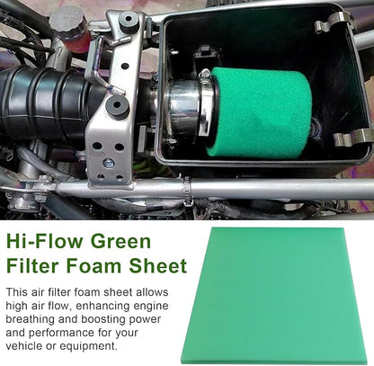 Foam Air Filter Material Sheet for Uni Filter-BF-1 BF1-14" X 17" X 5/8", 65-PPI Bulk Fine Filter Foam Sheet, Universal Reusable Air Filter for Most Motorcycle ATV Scooters, Dirt Bike,UTV-Green