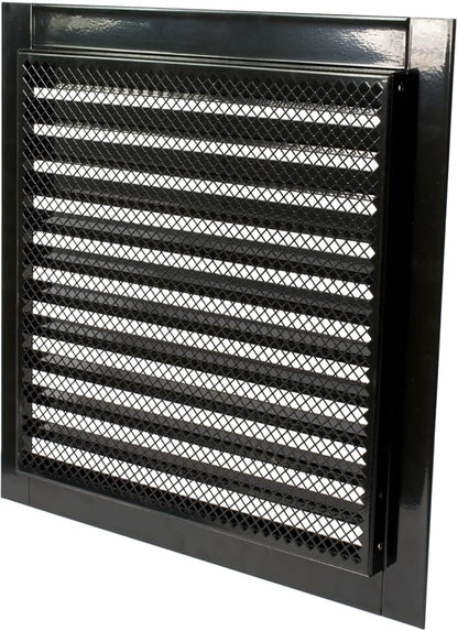 Repa Market 12" x 12" Inch (Inner Dimensions) Galvanized Steel Black Soffit Air Vent Cover - Louvered Square Gable Vent with Mesh Screen - Exhaust/Intake Ventilation Grill - Outdoor Metal Duct Grate