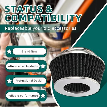 AUTOKAY Universal Clamp-On Air Filter Round Reverse Tapered Washable Filter 3 in/3.5 in/4 in Flange ID, 2.625 in (67 mm) Height, 6 in (152 mm) Base, 4.75 in Top, SPE-8161, Black