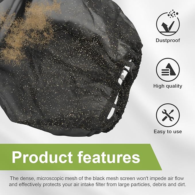 2 PCS Air Filter Cover for Car, Dustproof Cold Air Filter Protective Sock Cover Wrap, Automotive Air Cleaner for High Flow Air Intake Filters, Universal Vehicle Accessories (Large)