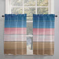 Blue Pink Brown Gradient Wood Grain Window Valance Curtains, Vintage Wood Board Light Filtering Kitchen Valance with 3-inch Rod Pocket for Living Room Bathroom Bedroom,2 Panel,27.5x45In
