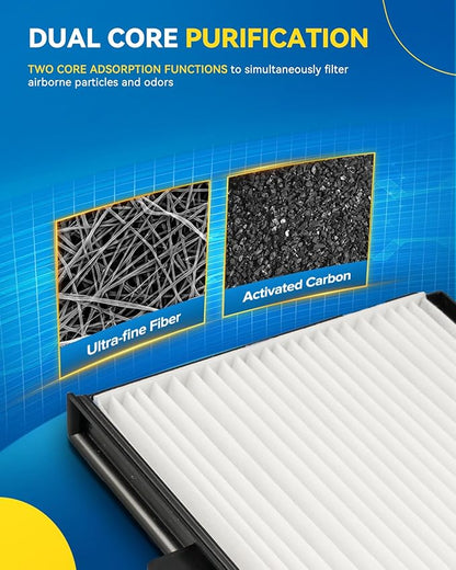 PHILTOP Cabin Air Filter w/Activated Carbon, Compatible with CF11180 Nissan Pathfinder 1997-2004, Altima 1998, 1999, 2000, 2001, INFINITI QX4 1997-2003, G20 1999-2002, Filter Up Dust Pollen Odor
