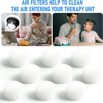Air Filter Sponge, Compressor Replacement System, Round White Breathable Foam Filters Compatible with Cool Mist Inhaler & Vaporizer Device, Universal Size (0.59in Dia 50 Pcs)