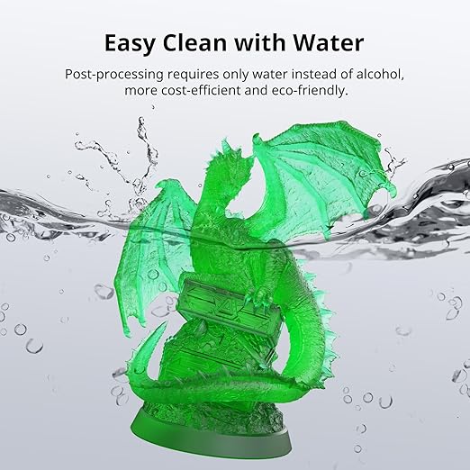 ANYCUBIC Water Washable 3D Printer Resin 2.0, 405nm High Precision 3D Resin, Low Shrinkage Photopolymer Resin for 4K/8K/12K Capable LCD DLP Resin 3D Printer (Clear Green, 1000g)