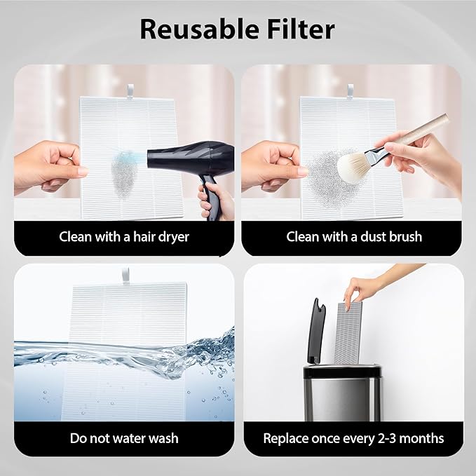 HAMARA Nail Dust Collector Replacement Filters 4 Pack – Reusable 6x7 Inch Fabric – Compatible Only with HAMARA Nail Dust Collector Model – Easy to Clean & Maintains Suction