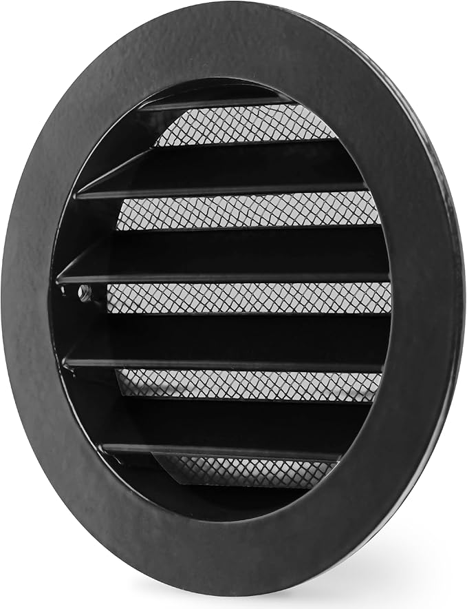 calimaero® WSGB Soffit Vents 4 inch Black Round Grille Vent Cover - Soffit Air Vent with Built-in Insect Screen Mesh Fits Only with Metal Ducts