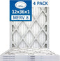 12x36x1 Air Filter MERV 8 (4-Pack) TRION Air Bear Pleated HVAC Air Filter Replacement (Actual Size: 11.50 x 35.50 x 0.75 Inches)