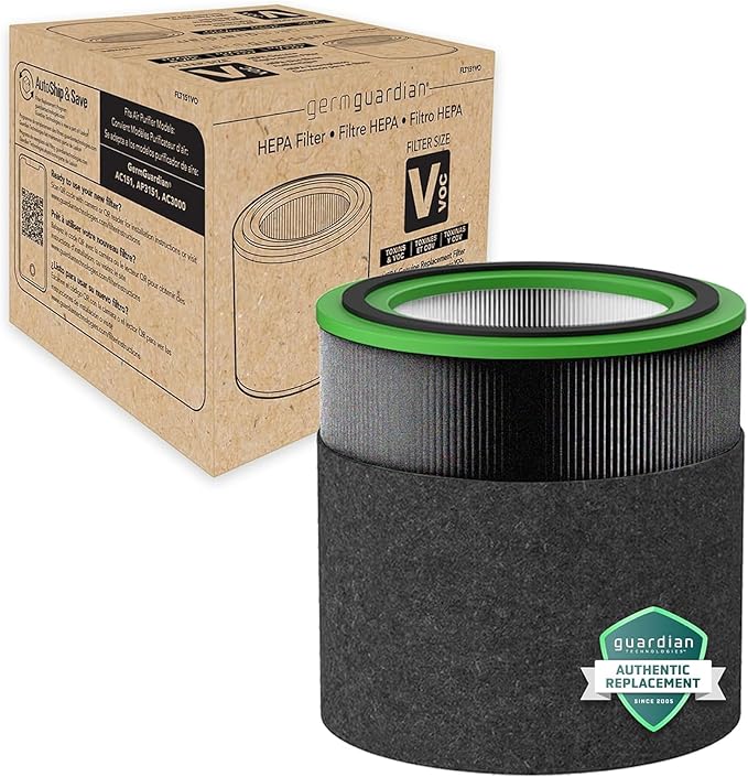 GermGuardian Filter V Toxin Clear HEPA Genuine Air Purifier Replacement Filter, Removes 99.97% of Pollutants, Common VOCs, Household Toxins, for AC3000, AC3050, AP3151 and AC151, Black/Green, FLT151VO