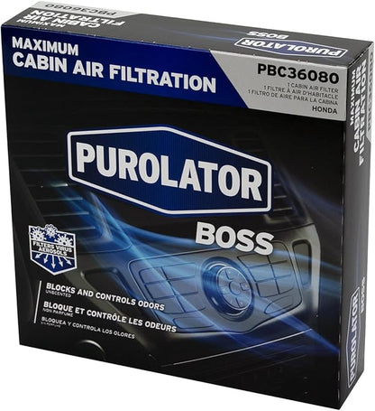 Purolator PBC36080 PurolatorBOSS Automotive Cabin Air Filter with Activated Carbon, Car & Truck Passenger Compartment OEM Filter Replacement for Honda CRV, Civic, HR-V, and more