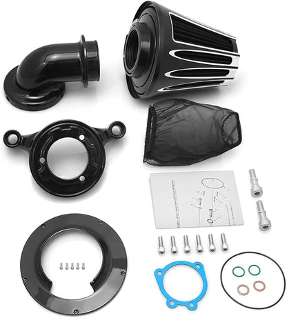 Big Sucker cone Air filter intake for harley air Cleaner Sportster Softail fatboy heritage dyna touring street road king Glide (Deep style -Black, TypeB: Touring 01-07, Softail Dyna 99-15)