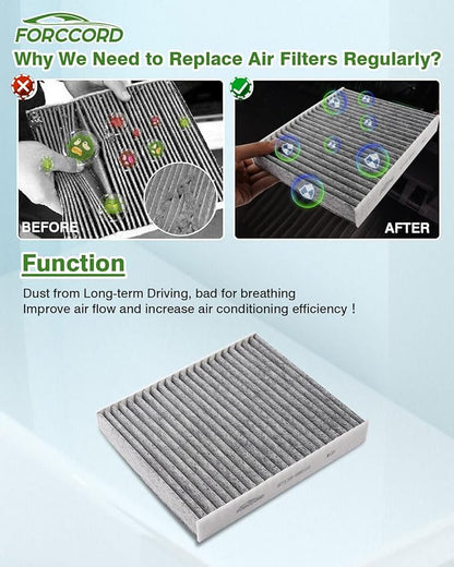 Cabin & Engine Air Filter Fit for 2022-2026 Toyota Tundra 3.5L, 2023-2026 Sequoia 3.5L Activated Carbon Cabin Filter Replacement 17801F4010 87139-50110 Accessories