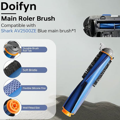 Replacement Parts Compatible with Shark AI AV2501S AV2511AE AV2501AE RV2502AE RV2610WA AV2510AOUS RV2520AOUS Robot Vacuum Cleaner, 2Main Brush, 4 motor pre-filters, 4Foam Filters, 8Side Brushes