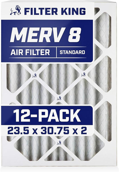 Filter King Air Filters | 23.5x30.75x2 | 12-PACK | MERV 8 HVAC Pleated AC Furnace Filters | Actual Size 11.5 x 15.5 x 1.75"
