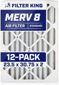 Filter King Air Filters | 23.5x30.75x2 | 12-PACK | MERV 8 HVAC Pleated AC Furnace Filters | Actual Size 11.5 x 15.5 x 1.75"