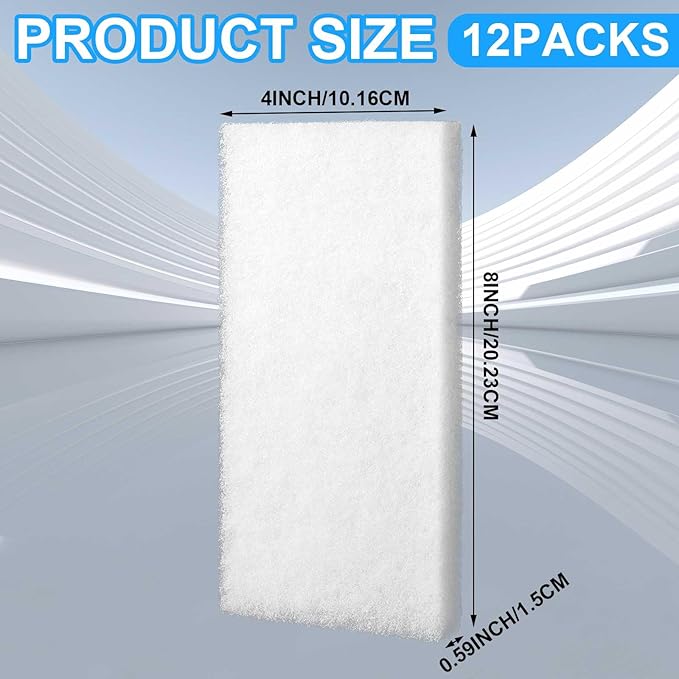 12 Pack Filter Pads for Aquarium Fish Tanks, Aquarium Polyethylene Media Pads