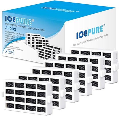 ICEPURE W10311524 Refrigerator Air Filter Replacement for Whirlpool AIR1, W10311524, 2319308, W10335147, 1876318, FreshFlow Air Filter, AP4538127, AH2580853, EA2580853, PS2580853, 6PACK