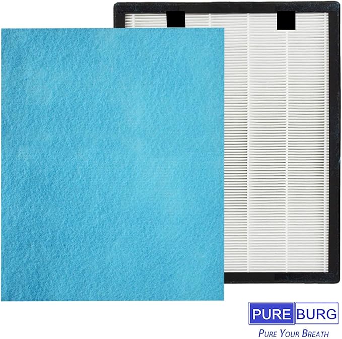 PUREBURG Replacement Filter Set Compatible with KVV & UNbeaten Pets 300 Air Purifiers,2-Pack H13 HEPA 4-Stage Filtration Pre-Filter (washable)
