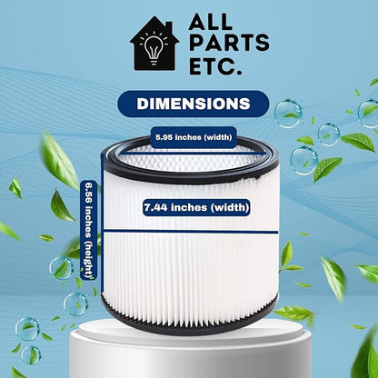 HEPA Cartridge Replacement Filter Compatible with Shop-Vac Filters 90304 9030400 903-04-00 9034, 5 Wet/Dry Vacuum Cleaners 5 Gallon and above.