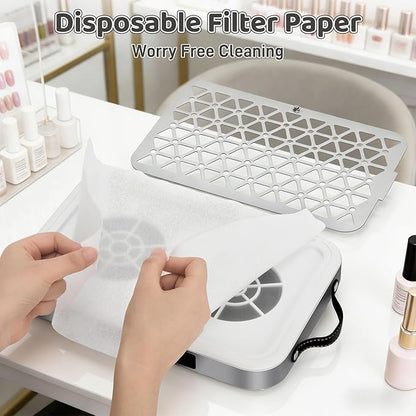 Nail Dust Collector, 1600PA Professional Nail Vacuum Dust Collector Fan with Absorb 99% of dust Within 20 inches in 3 Seconds - 10 Speeds Adjust, 30 Filters for Acrylic Manicure at Salon & Home