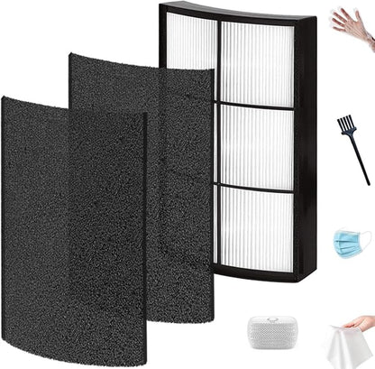 PECOMFIL Replacement Filter Compatible with PureZone Breeze Tabletop Air Purifier PECOMPAP, 1-Pack True HEPA Filters + 2 Activated Carbon Pre-Filters, 2-in-1 High Efficiency Filtration System