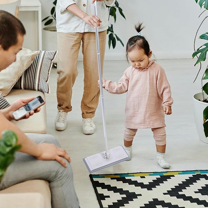 Detachable Handle Dust Mop for Floor Cleaning with Dry Wet Refill Pads Electrostatic Dust Removal Mop for Household Use No-wash Long Handle Suitable for Hardwood and Tile Floors