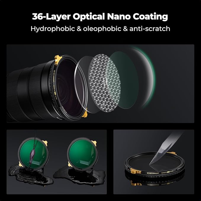 K&F CONCEPT 67mm Variable ND2-32 ND Lens Filter & Circular Polarizing Filter 2-in-1 for Camera Lens, Waterproof Scratch Resistant 36 Multi-Coated Lens Filter (Nano-X PRO Series)