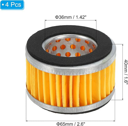 PATIKIL 2.6 x 1.6 Inch Air Compressor Intake Paper Filter 4 Pack Piston Type Air Filter Elements Replacement for Blowers Generators Filter Particles to Reduce Noise, Yellow